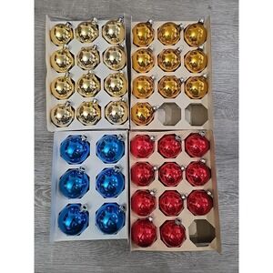 Vintage Made In USA Glass Ornaments Lot of 39 Multicolored Globes Red Blue Gold